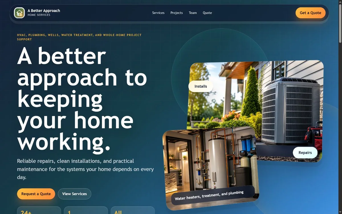 A Better Approach Home Services responsive website concept