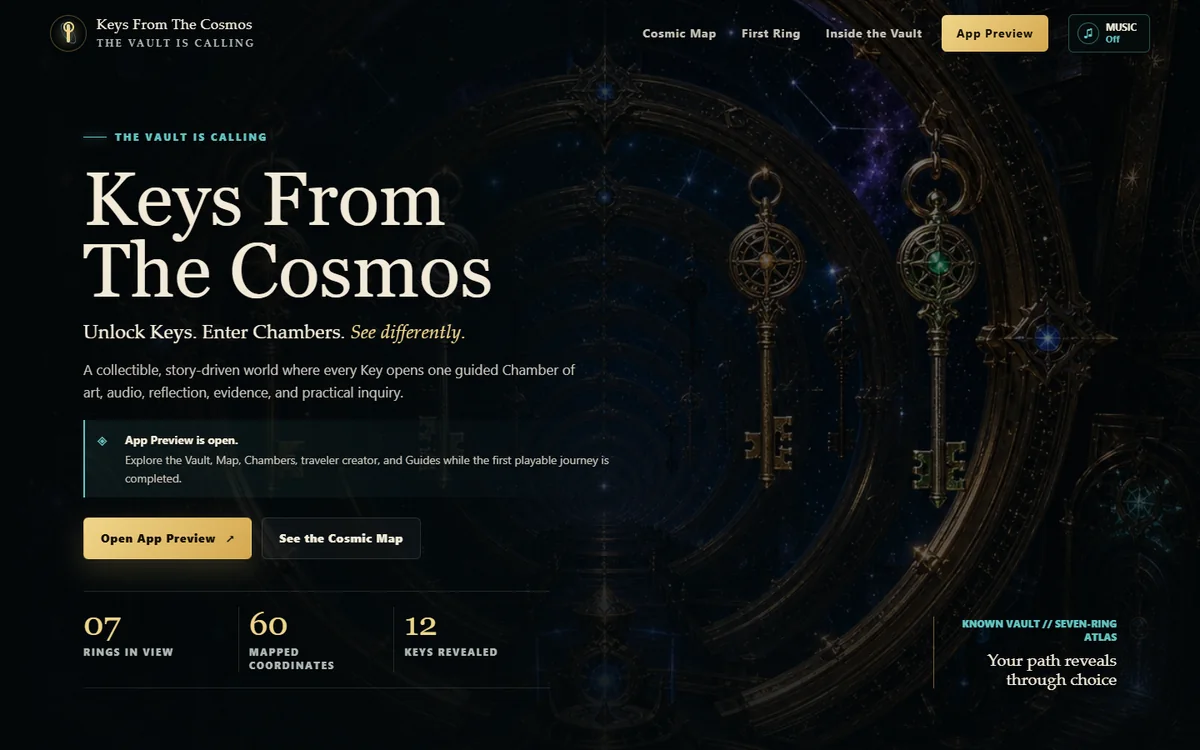 Keys From The Cosmos interactive browser experience