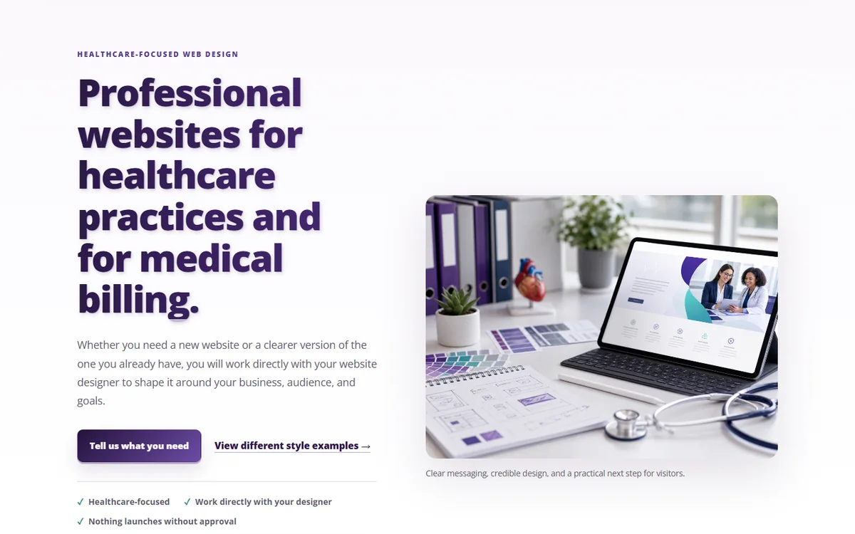 Vital Web Design healthcare-focused website homepage